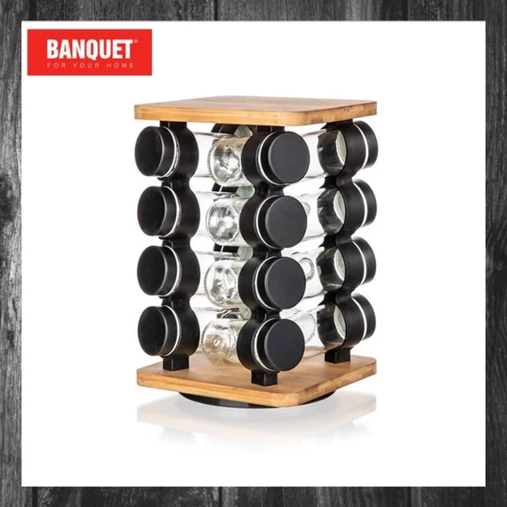 Set suport negru pentru condimente BANQUET CULINARIA, 16 piese, model 28681087
