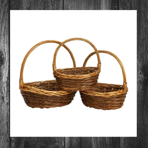 Set de coșuri ovale împletite, 3 bucăți/set, maro închis 4045