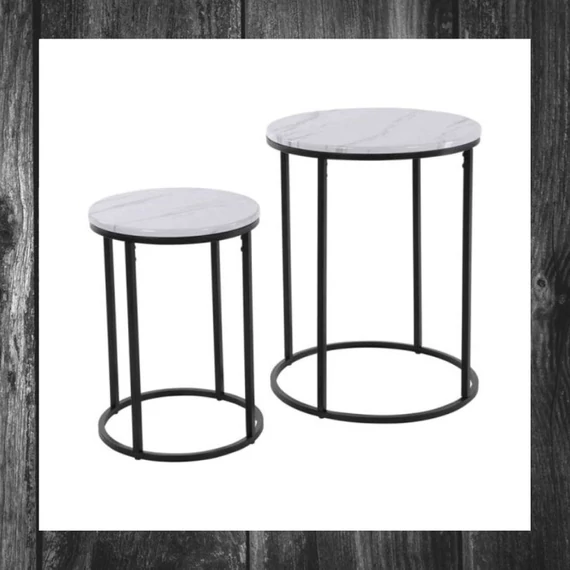 Set de mese de depozitare, 2 piese, cu efect de marmură – 40728.1