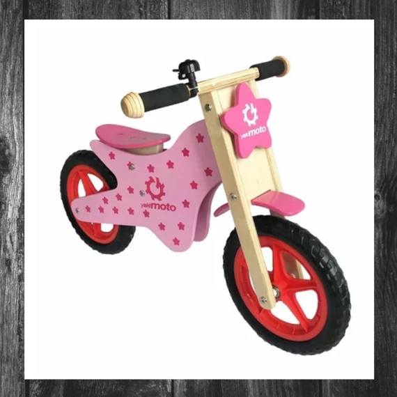 Bicicletă de Echilibru Yakimoto Kid Allegro din Lemn, Roz – 5037