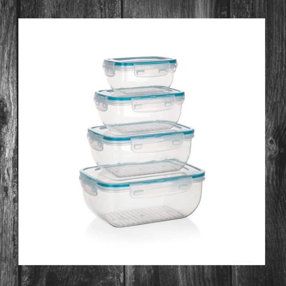 BANQUET LEYA – Set de recipiente din plastic cu capac ermetic, 0,4 / 0,8 / 1,4 / 2,3 L, 4 bucăți 55075283