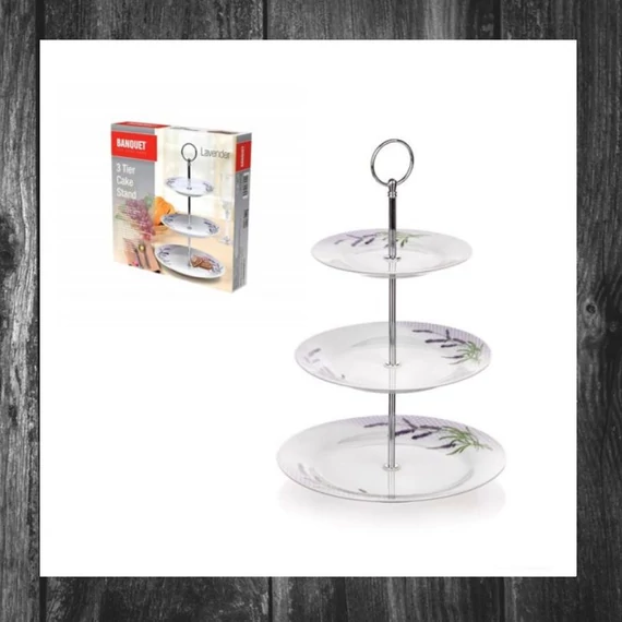 BANQUET LAVENDER – Etajeră pentru prăjituri din porțelan, 3 niveluri 600003LAV
