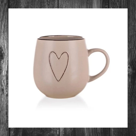 Cană din ceramică HEART 500 ml – Bej – 60221524LB
