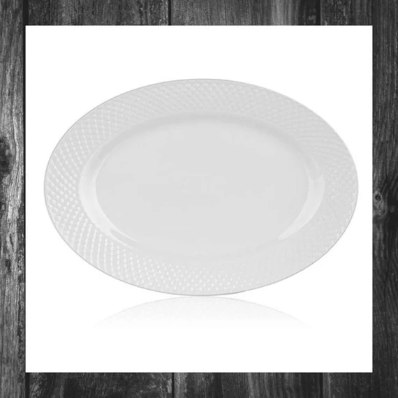 Farfurie Ovală din Ceramică BANQUET DIAMOND LINE, 34,5 x 24,2 cm, Alb, 60322123