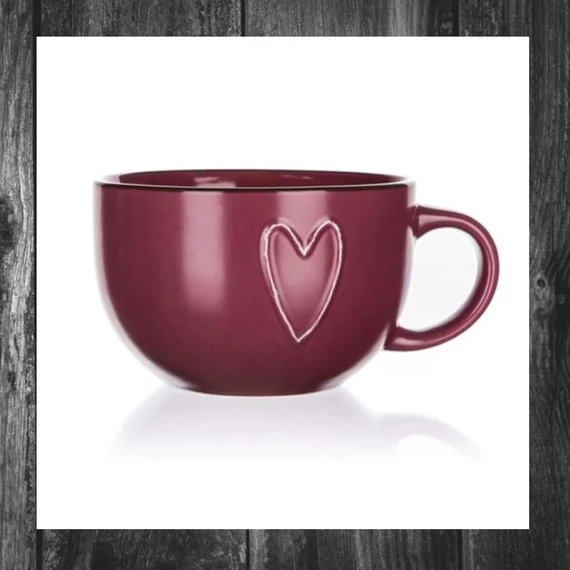 Cană ceramică BANQUET Jumbo HEART, 730 ml, bordo 60324995
