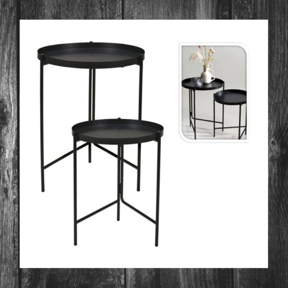 Set 2 mese laterale negre din metal 62752.8