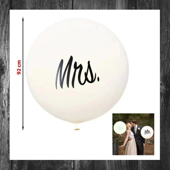 Balon uriaș XL cu inscripția „MRS”, alb, 92 cm 85426
