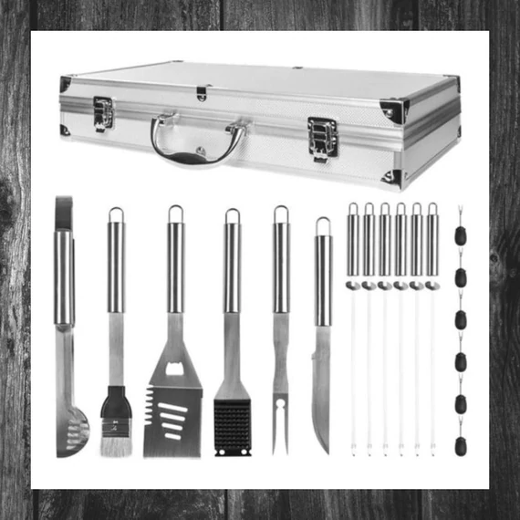 Set de unelte pentru grătar Ceruzo, 19 piese cu valiză din aluminiu – 87003.2