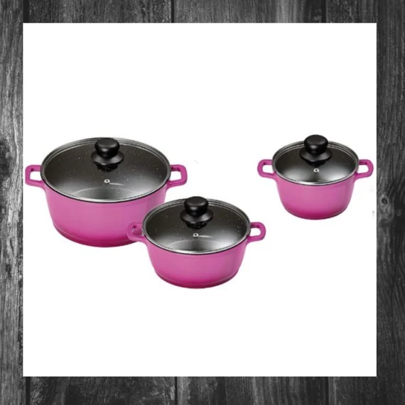Set de oale Bachmayer, 3 piese, cu înveliș de marmură – roz – BM-7871
