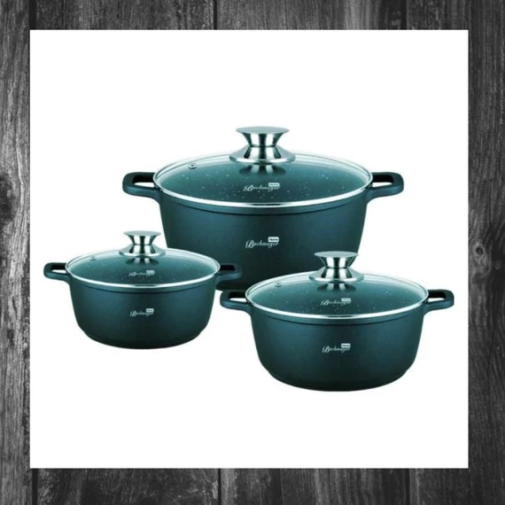 Set de oale Bachmayer, 3 piese, cu înveliș de marmură – verde – BM-7873