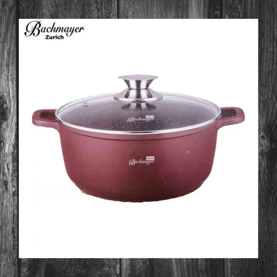 Oală cu strat de marmură Bachmayer, bordo, 28 cm, 6,5L – BM-7884-28
