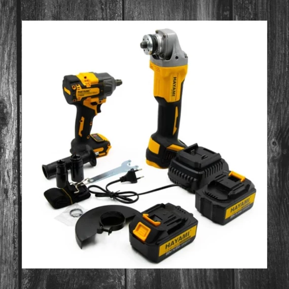 Set Polizor Colțar și Șurubelniță cu Impact Hayami, cu 2 Baterii de 88V HA-1017
