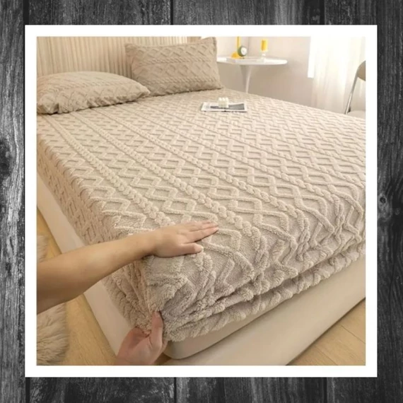 Protecție pentru saltea / pătură ultra moale – 180 x 200 cm – bej – HM251626B