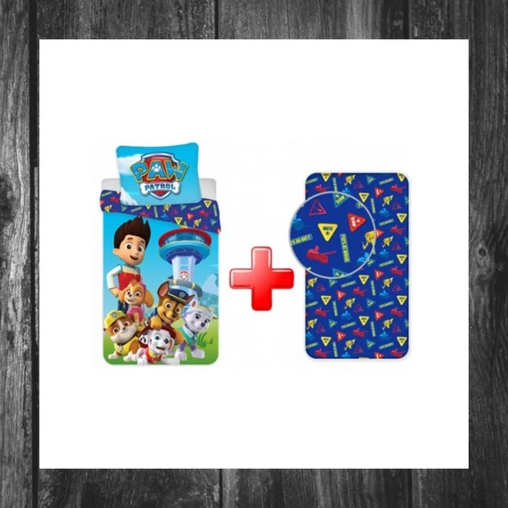 Set Lenjerie de Pat și Cearșaf cu Elastic Paw Patrol JVL0071