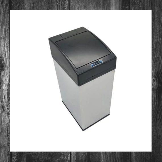 Coș de gunoi automat cu senzor Worth Air, 7 litri, inox, capac negru, recipient interior detașabil KE23-445