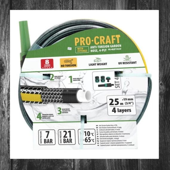 ProCraft Țeavă de Grădină Negru-Galben 25m PR-4KAT1925F