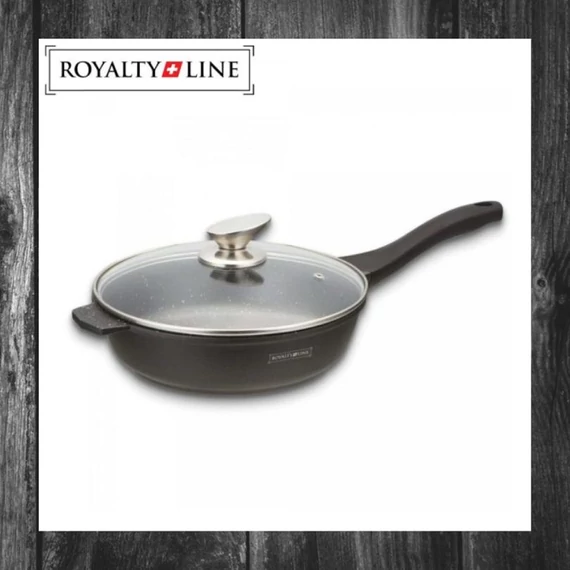Royalty Line Tigaie cu înveliș din marmură și capac de sticlă termorezistentă, 28 cm, model RL-BDF28ML