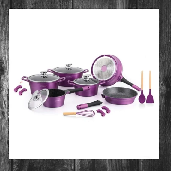 Set de vase cu strat de marmură Royalty Line RL-ES1014M, 17 piese
