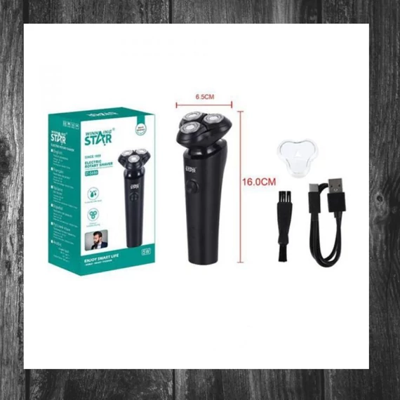 Aparat de ras electric Winning Star, fără fir, reîncărcabil prin USB, rezistent la apă, cu 3 lame pivotante – model ST-5686