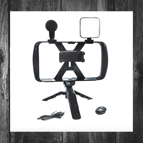 Selfie Stick Negru cu Telecomandă Bluetooth, Tripod, Iluminare LED și Microfon TL-49T
