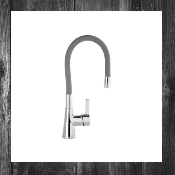 Baterie de chiuvetă, cu furtun flexibil gri deschis, model TO-75710