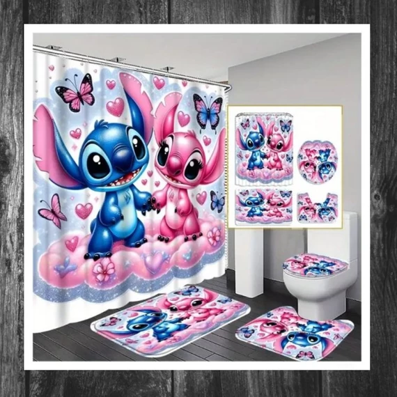 Lilo și Stitch Love Set Baie – Cortină de Duș și Accesorii TY1181137