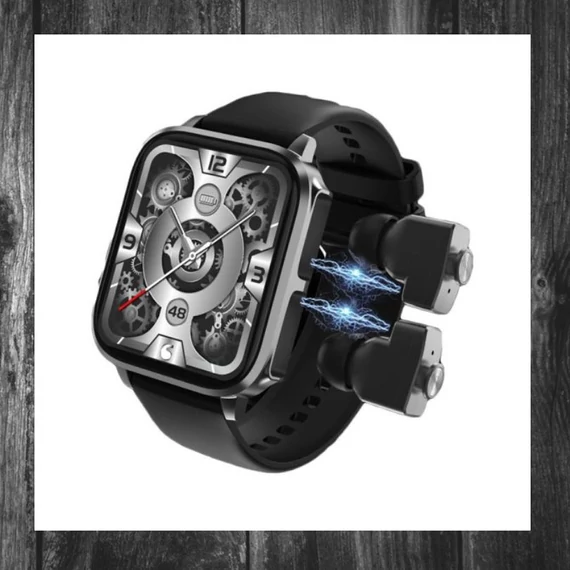 T22 Ceas inteligent negru cu căști Bluetooth integrate, cod HOLM7143