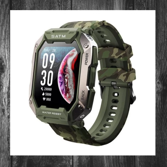 C20 Ceas inteligent sportiv, verde cu model camuflaj, cod HOLM8436