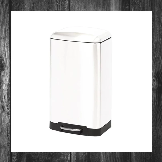 Coș de gunoi cu pedale duble, 30 litri – metal, alb 34609