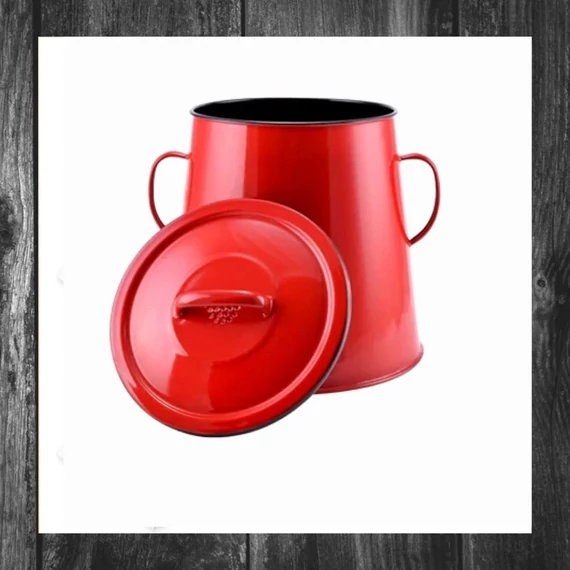 Recipient mare pentru untură Perfect Home, emailat, capacitate 10 litri, roșu, cod 10428