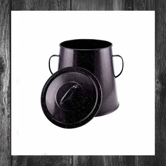 Recipient mare pentru untură Perfect Home, emailat, capacitate 10 litri, negru, cod 10456