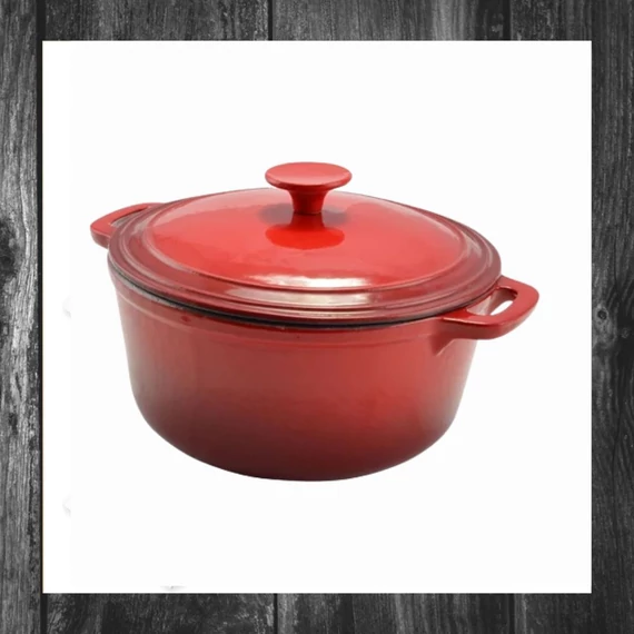 Cratiță din fontă emailată Perfect Home, 28 cm (~5,5 litri), roșie, cod 10567