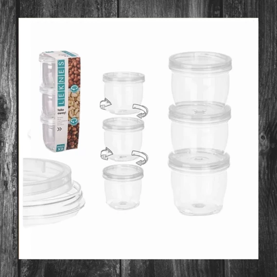 Set de 3 borcane din plastic LEKNES, 250 ml 10657