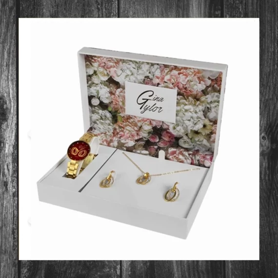 Set cadou Gina Tylor cu ceas metalic, colier și cercei – 1800205004