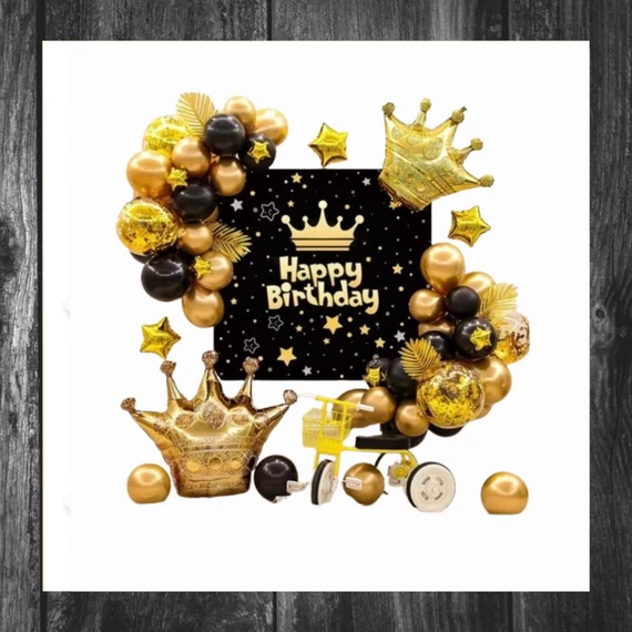 Set decorațiuni cu baloane „Happy Birthday” cu fundal – 639961