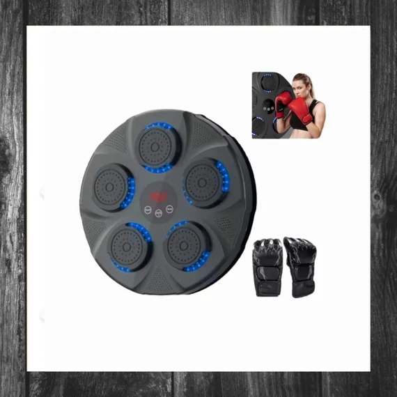 Mașină de box montabilă pe perete, Bluetooth, lumini LED, cu mănuși – FABLF