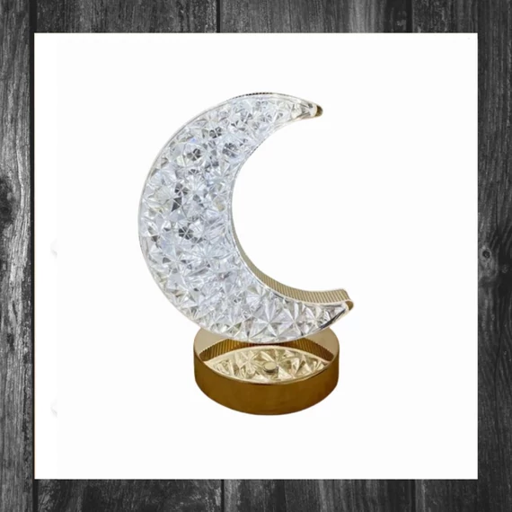 Lampă LED RGB în formă de semilună cristal, 14 x 18 cm – PC-8208