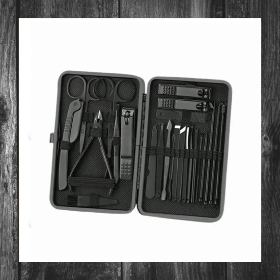 Set premium de manichiură și pedichiură, 24 piese – în etui elegant, negru – 40683700b