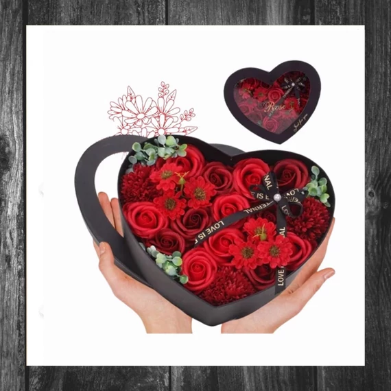 Buchet de flori săpun parfumate în cutie cadou – BUK01CZE