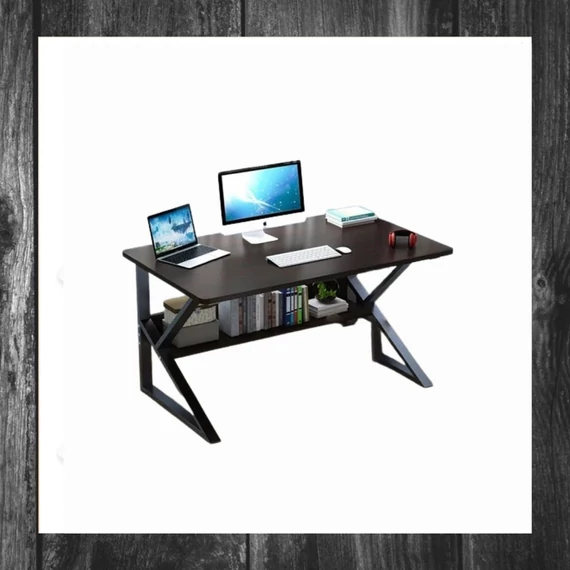Masă de calculator cu raft, neagră, 80 x 40 cm, STL04CZ