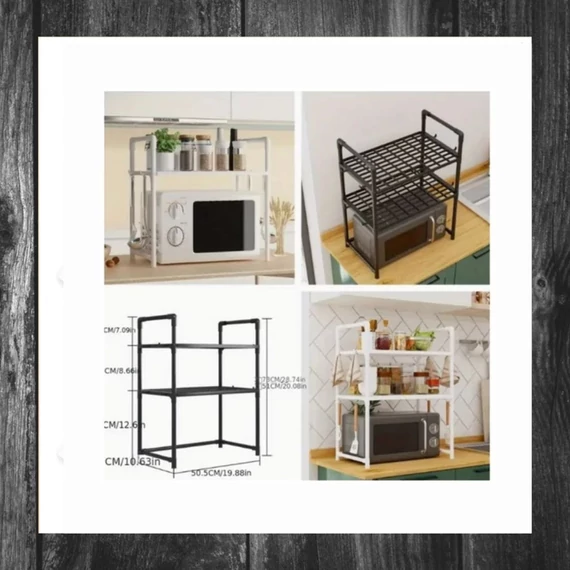 Etajeră metalică cu 2 nivele pentru cuptor cu microunde Laoyeboubi GC732177