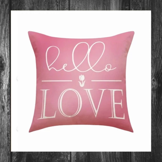 Husă pentru pernă 45 × 45 cm, cu inscripția „HELLO LOVE” POD156