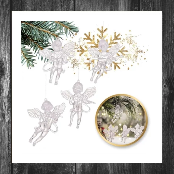 Decorațiune de Crăciun – Set îngerași cristal (4 buc.) KSN165