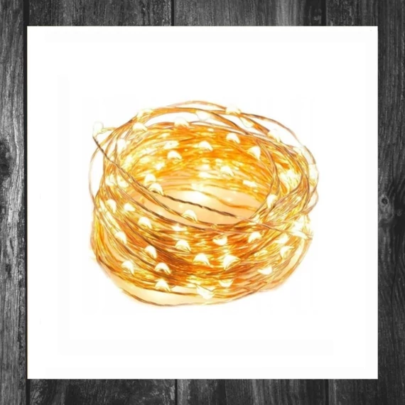 Șir luminos 100 LED alb cald – LAMP37CB (10 m, 8 moduri de iluminare)
