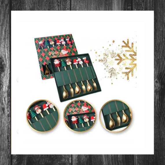 Set linguri și furculițe de Crăciun – 6 buc. (16,8 × 2,9 cm) LYZ6