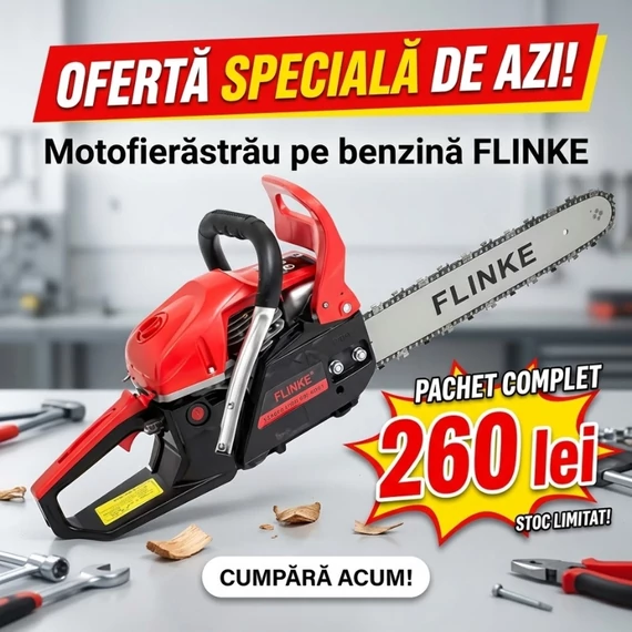 Drujbă pe benzină Flinke FK9800 – 4,2 CP, 58cc – performanță și fiabilitate în lucrări de tăiere