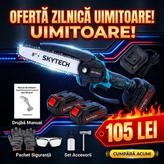 Skytech drujbă mini cu acumulator 8, 48V, 2 baterii ST-1055