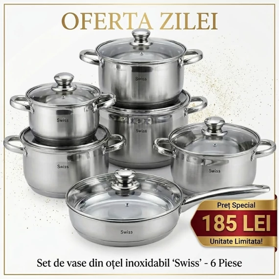 Swiss Zurich – Set de oale din inox „Extra Jumbo” 12 piese ZL12