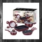 Set de vase Herzberg 10 piese cu acoperire din marmură - burgund HG-9016BR